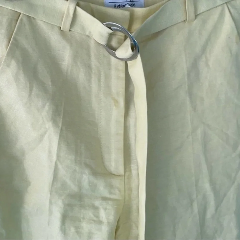 & Other Stories Yellow Linen Belted Wide Leg Trousers size 2 - Picture 5 of 5